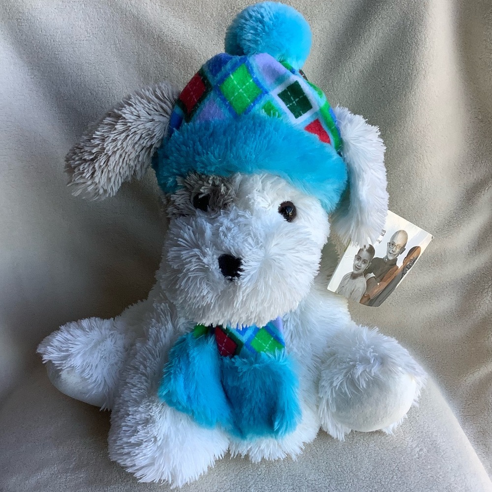 HUGFUN Plush Dog Blue Hat Scarf St. Jude’s Charity Stuffed Animal Dog W Tags
